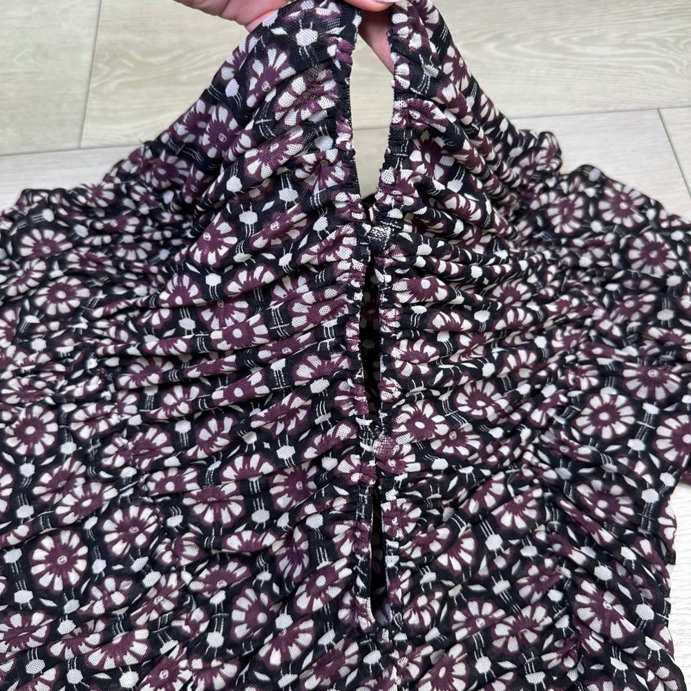 Free people Briella midi women's dress black floral stretchy bodycon sheer m - Picture 10 of 15